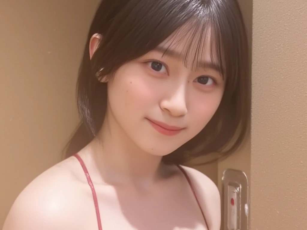(8k、RAW Photos、Highest quality、masterpiece:1.2)、((naked、Nipples、Flat Chest、Make your face bigger:1.3))、(Realistic、Realistic)、1 girl、(cute、smile、bangs、Bathtub、Take a bath、sit)