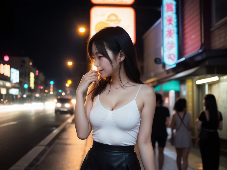 Downtown Night、A woman in her 30s who makes you、Disturbed life、scruffy looking、Men Playing、Nasty night、Obscene behavior、poses、Wet and glowing mouth、FULL BODYSHOT