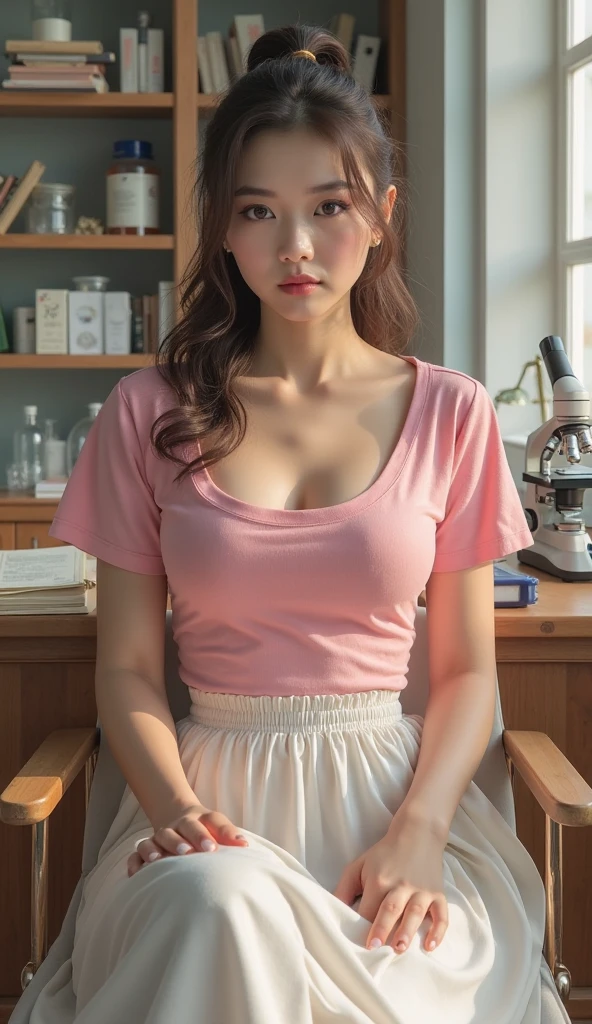 a close up of a woman sitting on a couch near a window, wearing tight shirt, tight shirt, cute young woman, small breasts, wearing a cute top, lovely woman, 19-year-old girl, good young girl, gorgeous chinese model, 2 4 year old female model, lovely delicate face, gorgeous lady