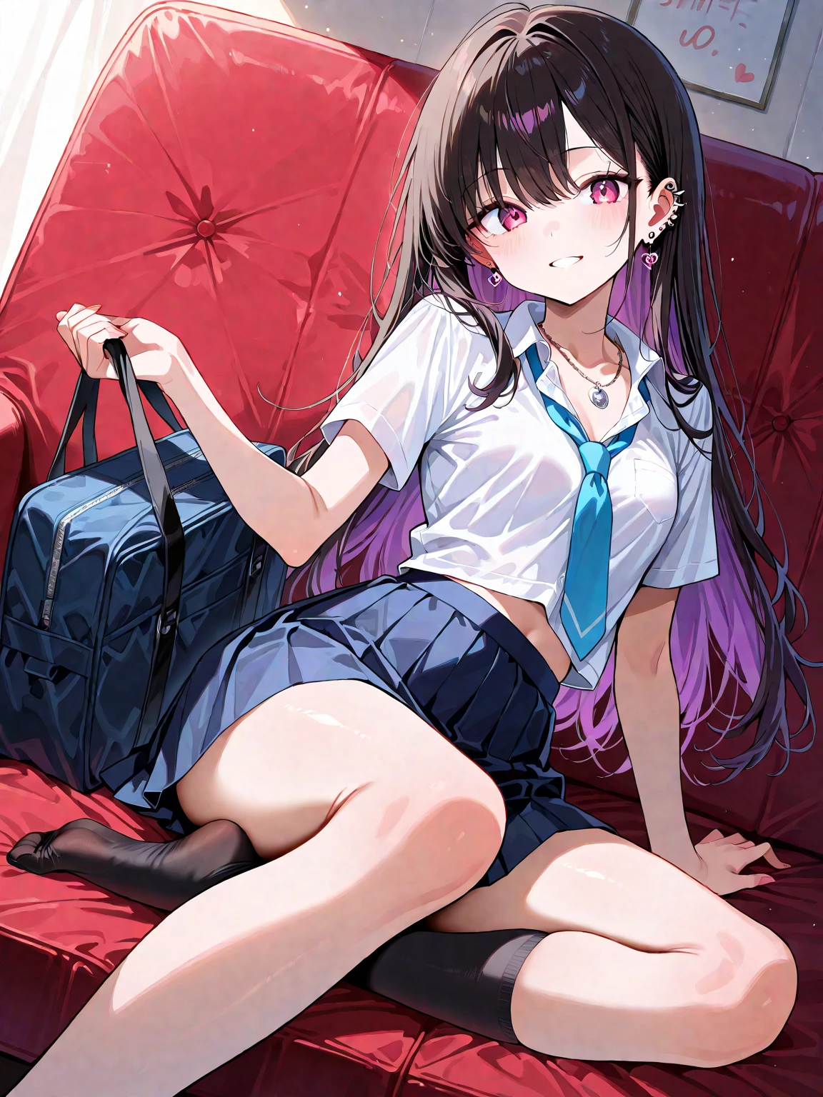 Japanese 、high school student、Lift up your skirt、M-shaped legs、、Showing panties、Blushing、、白いShowing panties、Pull up your skirt、Blushing、