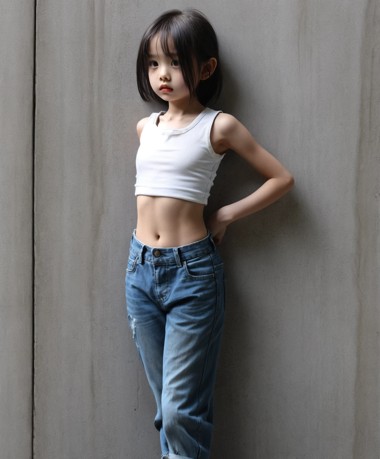 1girl, idol, close-up,photo, film, depth of field, model, looking at viewer,realistic,(((NSFW))),1 girl,cute,(((long sleeves))),flat chest,small breasts,mini T shirt,bare chest,exposed chest,bare ribs,full body,blonde hair,cute,slender,thin body,bare stomach,(((no bra))),visible underarms,T shirt,pants,(((visible lower abdomens))),nipple slip,(((visible mons pubic))),pussy slip,visible crack,(((low rise pants))),(((no panties))),(((poorboob))),(((manaita))),little chest,(((show off pussy))),(((crack))),(((female celft))),smile,young,little,cute,(smallish body),(((mini))),((lolita)),(((small girl))),(((bottomless))),(((very young))),