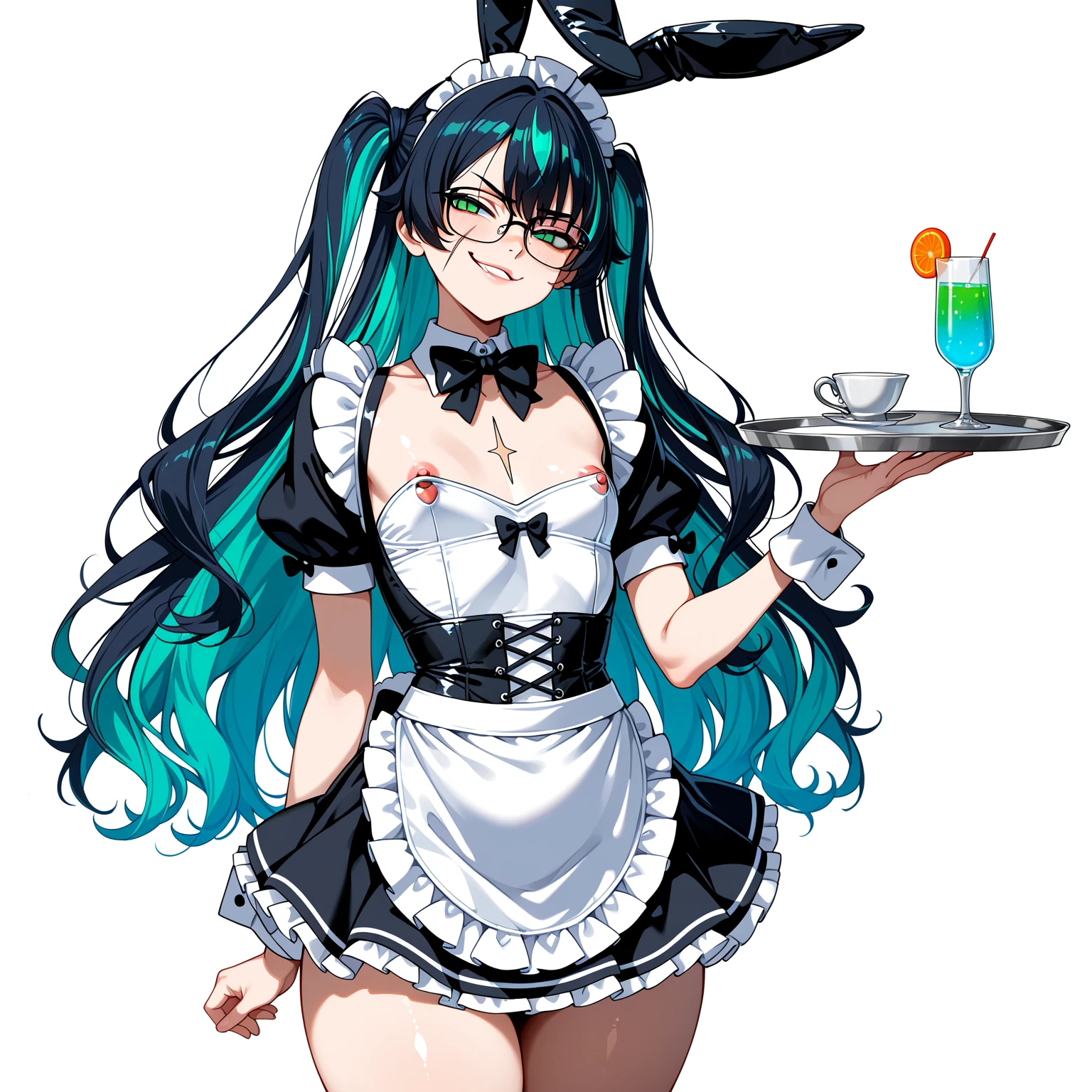 1girl,breasts,hestia_clothes,solo,twintails,long hair,blue eyes,cleavage,smile,open mouth,black hair,white background,holding,toothbrush,:d,very long hair,simple background,looking at viewer,sleeveless,ahoge,medium breasts,cowboy shot,bangs,star \(symbol\),blush,bow,hands up,bare shoulders,blue bow,cup,holding cup,standing,large breasts,cleavage cuto,<lora:hestia:1>,
