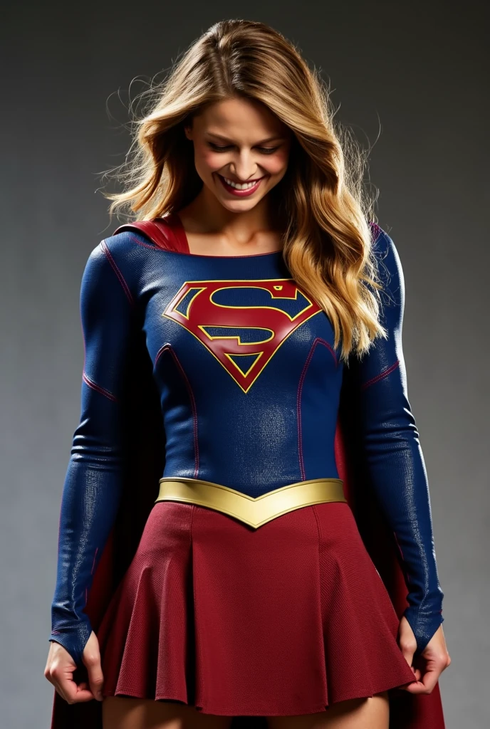 8k,best quality,real picture,intricate details,ultra-detailed,ultra highres,depth field,(photorealistic,realistic:1.2),masterpiece,solo,beautiful girl,expressionless eyes,supergirl,blue eyes,blonde hair,long hair,(red_cape:1.2),(red_skirt:1.2),(red_thigh_boots:1.4),(black_pantyhose:1.2),blush,shy,seductive smile,superhero,solo,looking at viewer,
best quality,realistic,photorealistic,(intricate details:1.2),(delicate detailed),(cinematic light),clear line,
unity 8k wallpaper,ultra high res,(photorealistic:1.4),<lora:Supergirl:0.5>,<lora:ZCBRealisticV2:0.8:lbw=FUZU>,zaracbb,<lora:epiCRealismHelper:0.45>,