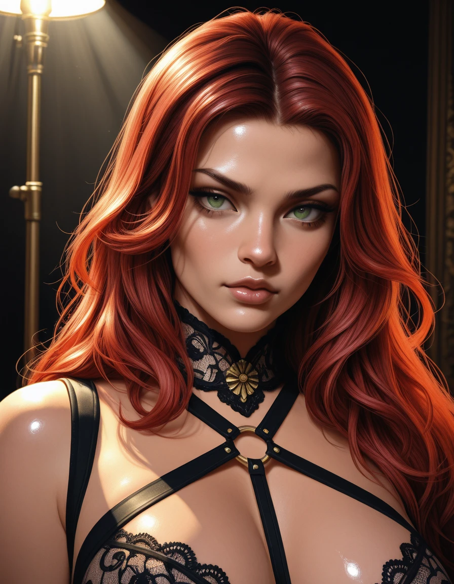 Create a hyper detailed photograph of a tattooed muscular young sexy albedo, Stunningly perfect gorgeous face, perfect makeup, detailed vibrant eyes, long hair, big beautiful muscular legs, big beautiful muscular arms, perfect body, muscular abs, detailed smooth skin, gigantic breast, large hart shaped ass, albedo lace sundress, full body view,