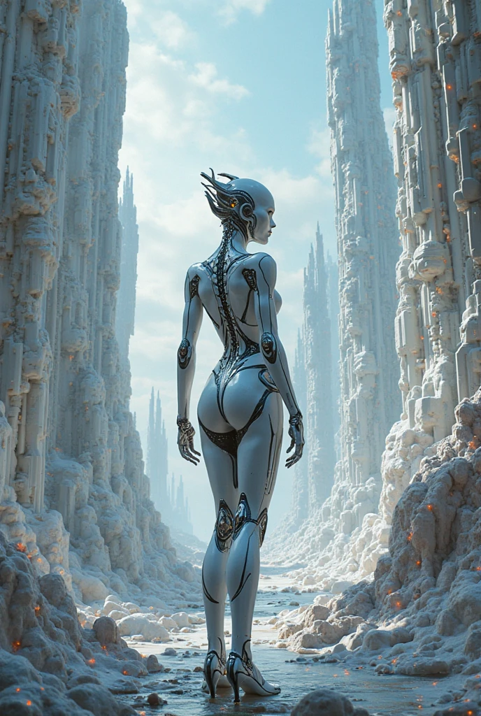bigbadejo alien_monster,, etgrey alien_monster, alien, 1girl, scifi, futuristic, cables, space suit, shiny, glossy, teeth, mouth, two legs, long body, 4k, 8k, high quality, high details, background, horror