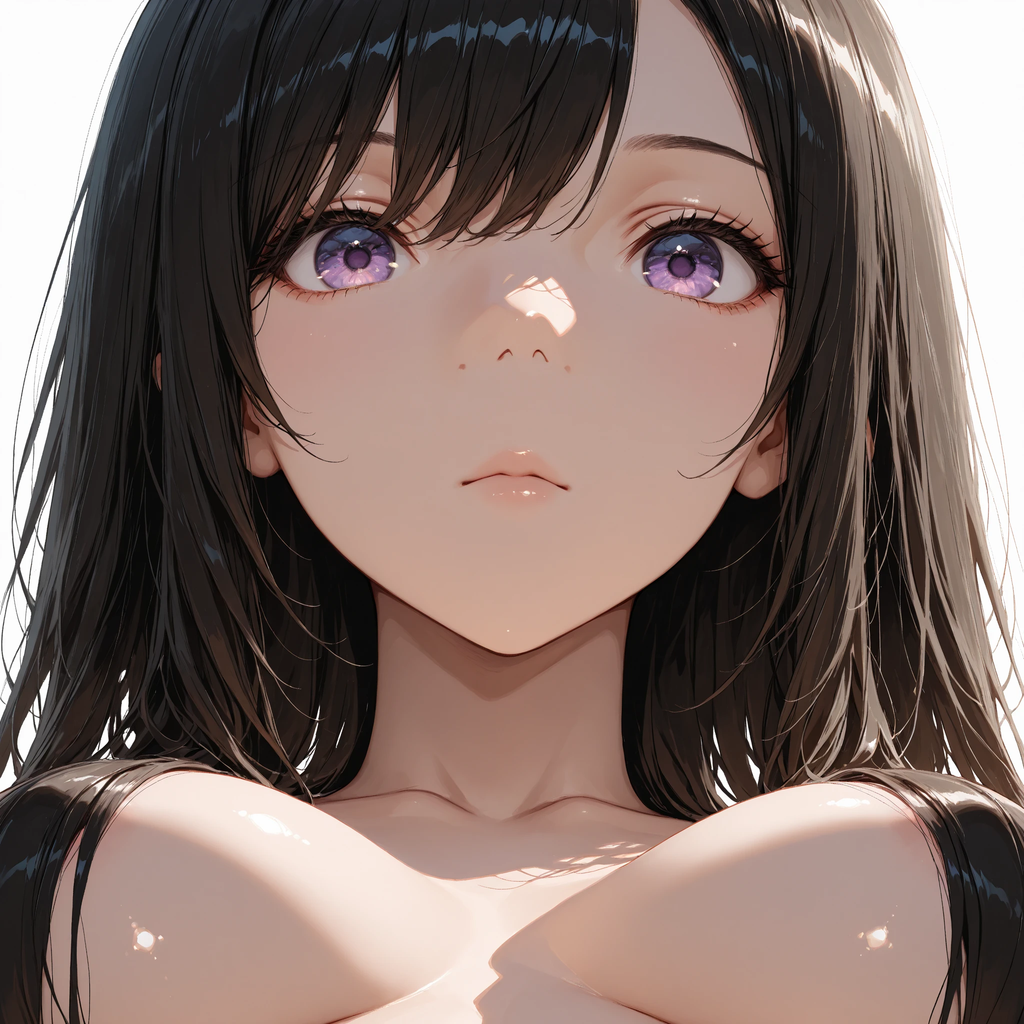 naked girl with sad face