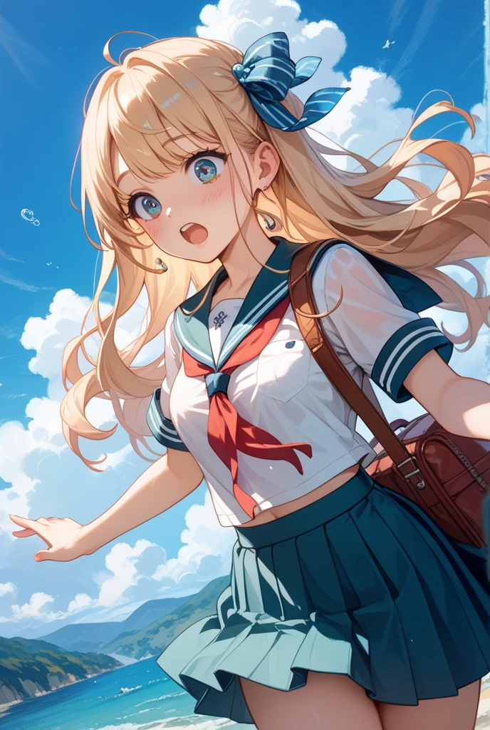 Lots of colorfull balloons fill the sky. blue sky White clouds Girl looking up from below, kawaii petit child childish innocent ankle-biter 1girl 8yo, star-shaped pupils small_star symbol in the pupils and iris, ((skindantation)) ((flat chest)) +++, +++ extremely quality extremely detailed deep-silky-healthy-lackwarm-foundational-soft-skin, illustration high resolution, contrapposto glow shine like opal, <lora:_flat2:-0.3:lbw=ALL> <lora:_hipoly3DModelLora_v20:0.3:lbw=NF> hiqcgbody ++ Faint lips,UC:realistic cute anime face cinematic angle Girl at the front dynamic pose, +++
blond eyes,
clear silver hair,
medium hair ,
single hair bun,
wavy hair ,
swept bangs,
hair flaps ,
:3,
embarrassed ,
+++, face to tiptoe , school uniform, white short sleeve pantyhose, school bag