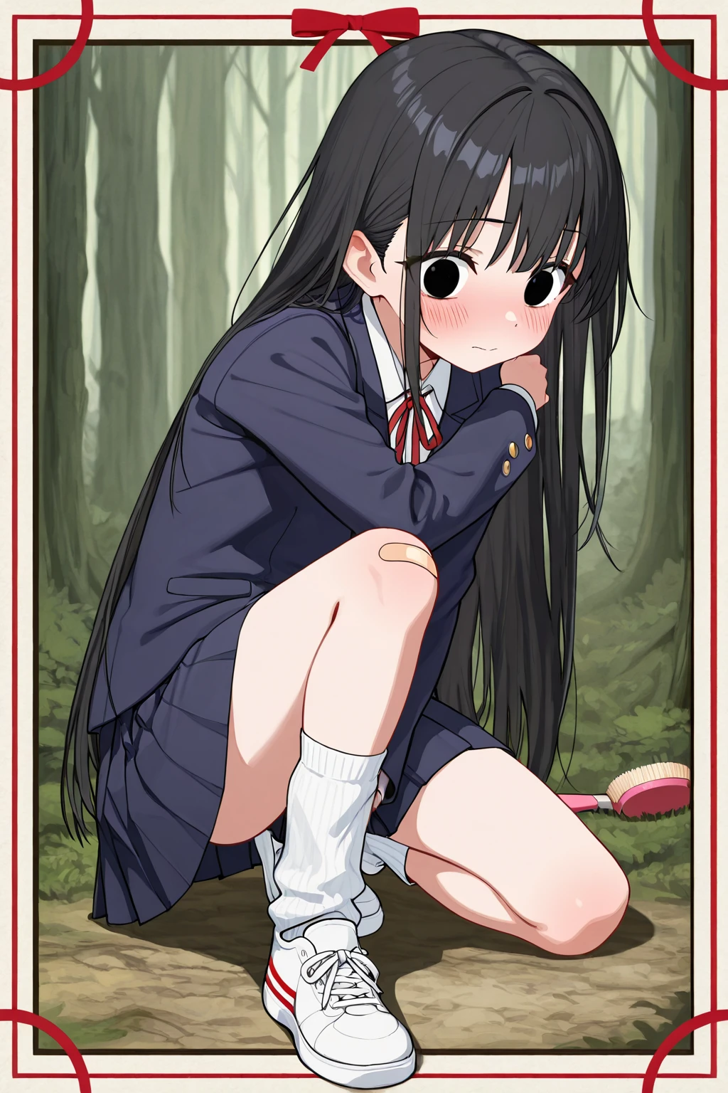 beautiful, cute (((5yo anime girl, preteen))), blue eyes, blond long hair, (((tiny body, skinny, small, short, flat chest))), small round butt, nude, in a forest, squatting, legs spread wide, pooping, defecating, feces leaving butthole(((small amount of poop))), looking at viewer, visible nipples, pussy, butthole, poop leaving butthole, embarrassed, uncomfortable, visible pussy, butthole, best quality, masterpiece, soft lighting, highly detailed,