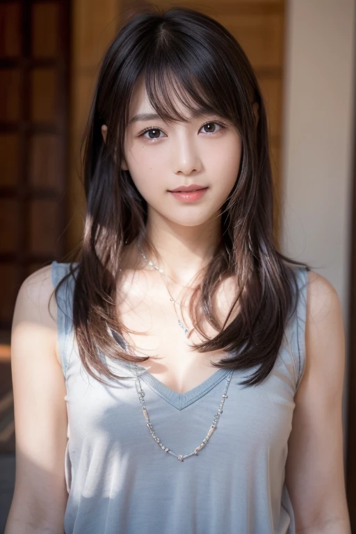 28 years old、Japan housewives、The eyes are narrow and sharp、Straight hair slightly longer than shoulders、living