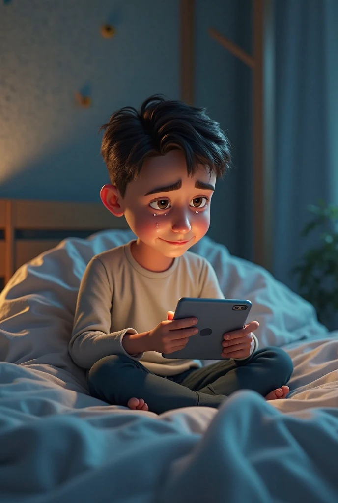 boy using his cell phone receiving a message