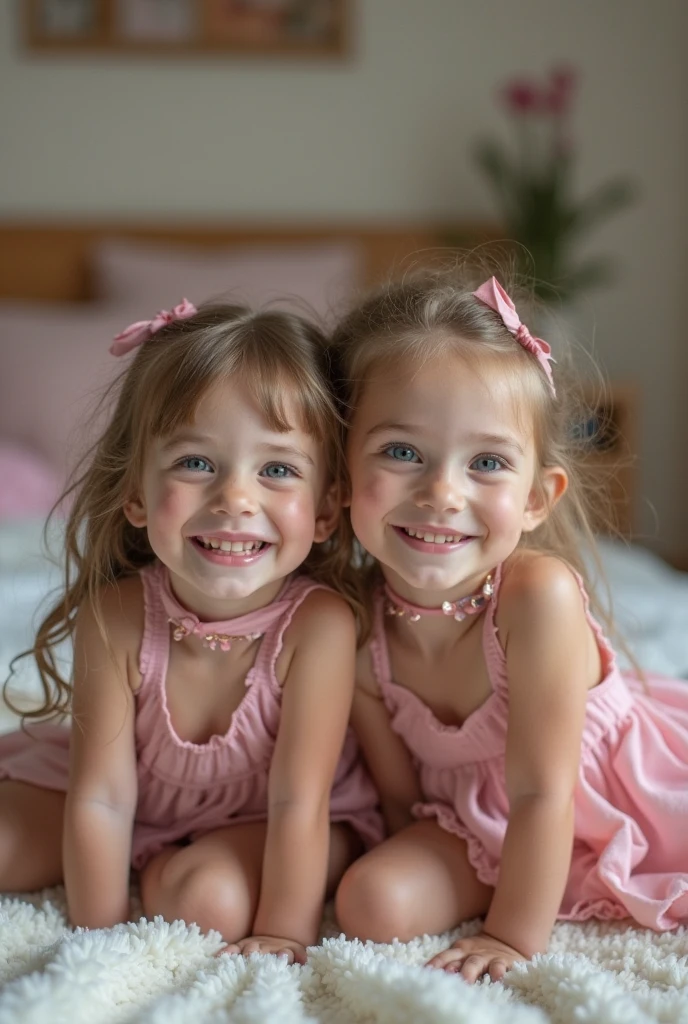 FOUR years old baby girl and SIX months old baby girl with headband. Photoshoot. Same dress