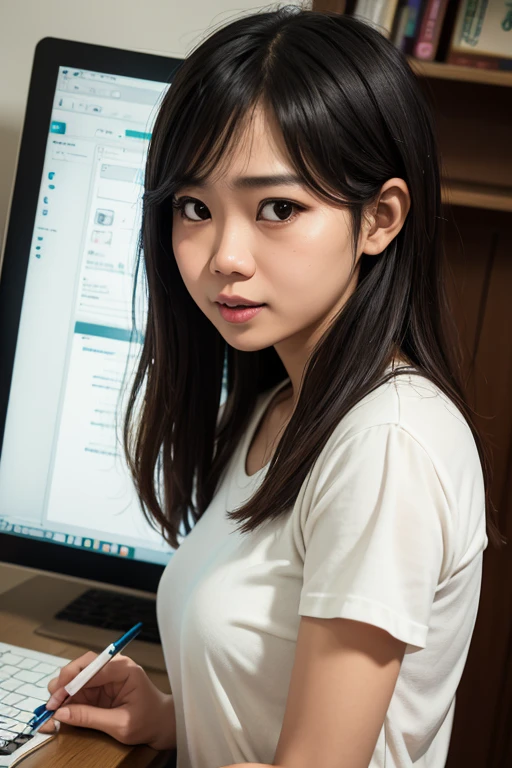 1Japanese girl,small face,large dropping eyes,
BREAK
(fun photo published in the company newsletter:1.3),
(pretty very young part-time job girl:1.3),
(naked:1.5),(nipples:1.5),
(in office, luxury office furniture, monitor, (crowd of women at work:1.25):1.2),(bokeh:1.4),
BREAK
(fun feeling, happy feeling:1.2),
dynamic pose,dynamic angle,
(happily working in front of the monitor:1.2),
(lively smile:1.3),
BREAK
(absurdres:1.3),(ultra detailed photograph:1.5),(detailed face and skin:1.3),(ultra high res:1.5),(photorealistic:1.5),hyperrealistic photography,best quality,symmetric clear eyes,well-groomed face,(ray tracing:1.3),(natural smooth moist facial skin texture:1.1)