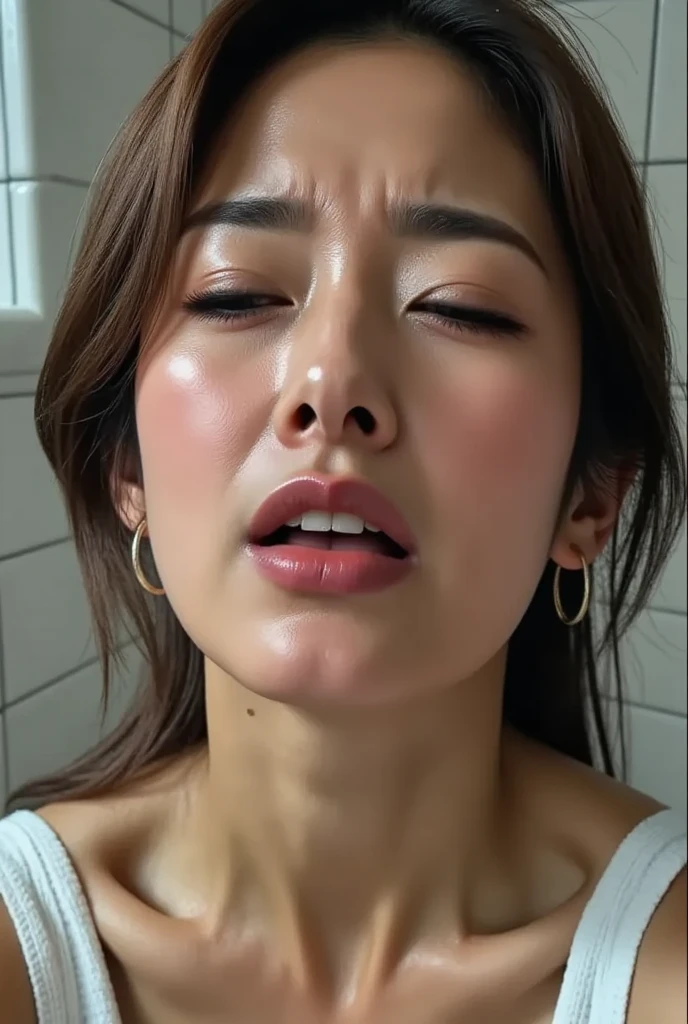 Beautiful Japanese actresses,(photo Realistic:1.4), (hyper Realistic:1.4), (Realistic:1.3),Very detailed, Edge Orgasm,face Focus, ((Woman with open mouth)) , Edgy Woman _face、Age 35、Black-haired、 News anchor、,Commuting Train,Inside the train,Train window,congestion,Standing and holding on to the strap,Male passenger in the back,((Sweat)),((skin shining with Sweat))((Clabrasion glistening with Sweat,face shining with Sweat)),,Entrance to the house、In front of the entrance、In front of the shoe rack、White collared shirt,Hair tied up、teacher,Frowning, eyeball, Glare, Frowning, Frowningをする, shout, Big eyes, Crazy Eyes,((oil filter))((Bukkake))((Super Hard Orgasm))Wet Filter,(symmetrical nose)((raised eyebrows, furrowed brow, closed eyes))(A woman who is molested on a train and reaches orgasm)