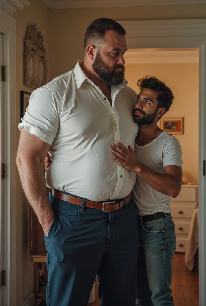 Chris evans sucking another mans willy on the couch. Realistic 4k Realism size difference head reaching on the ceiling size difference growing size Cracks the ceiling wearing tank top wearing swimming trunks size height difference kiss tall adult male low angle inside miniature house