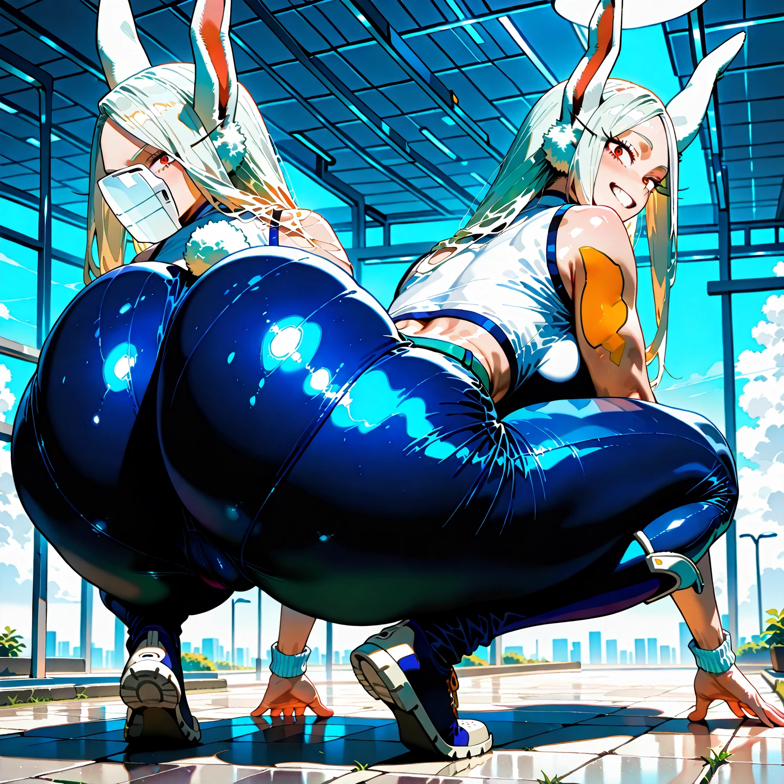 A man with a huge veiny black penis、calm,(True to prompts),(Staying true to LoRA)、(ネガティブTrue to prompts)、long silver hair、White and blue tight clothing,Bunny ears、((Dear Bend down and look back))、girl、(Super big breasts squirting a lot of breast milk),(Ahegao),(Eyes Wide Open)、(orgasm),(Acme)、(Busy Street)、(Many people々々々々々々々々々々々)、(sunny)、(blue sky)、(Best lighting)、{{{Browsing Caution}}}、{{{masterpiece}}}, {{{Highest quality}}}, {{ultra-detailed}}, {{shape}}, {{{Very delicate and beautiful}}},{{extremely detailed CG}}、{{unity 8k portrait}}、{{Fabric Shading}}、{{super detailed skin}}、{{Perfect Anatomy}}、{{detailed}}、{{Dynamic Lighting}}、{{{beautiful detailed eyes}}}、{{{beautiful detailed Face}}}、(Perfect Legs)、(Perfect breasts)、(Perfect pose)、(Perfect body)