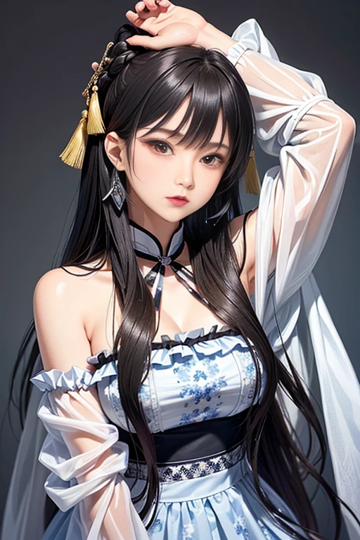 a close up of a person in a costume with a sword, Ayaka Genshin Impact, portrait onmyoji, Onmyoji, keqing from genshin impact, ayaka game genshin impact, zhongli from genshin impact, fox nobushi, genshin impact character, onmyoji detailed art, characters from azur lane