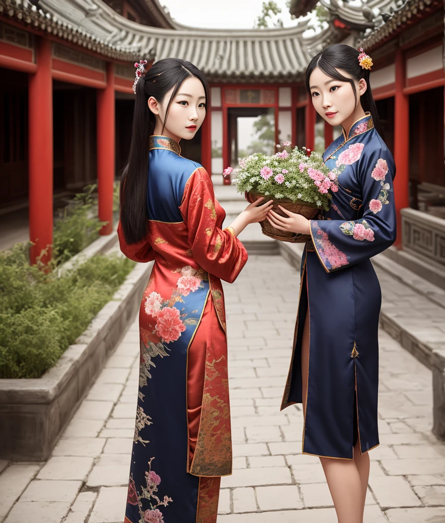 Girl , long dress , traditional Chinese dress 