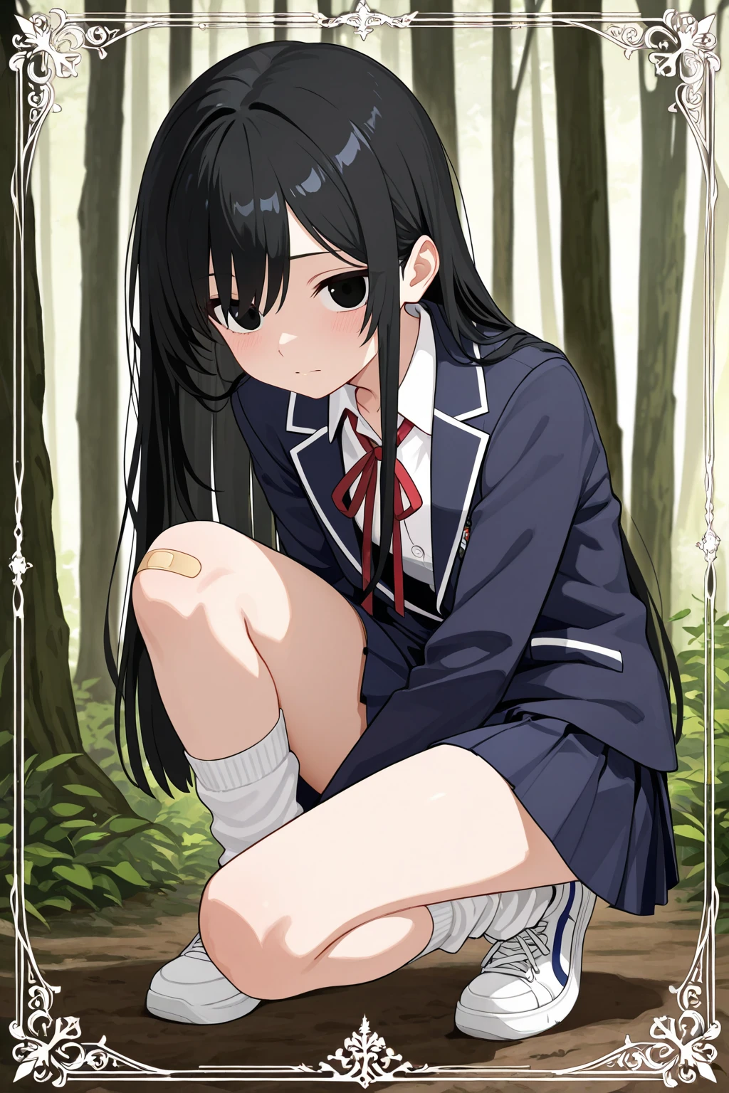 beautiful, cute (((5yo anime girl, preteen))), blue eyes, blond long hair, (((tiny body, skinny, small, short, flat chest))), small round butt, nude, in a forest, squatting, legs spread wide, pooping, defecating, feces leaving butthole(normal amount of feces), looking at viewer, visible nipples, pussy, butthole, poop leaving butthole, embarrassed, uncomfortable, visible pussy, butthole, best quality, masterpiece, soft lighting, highly detailed,