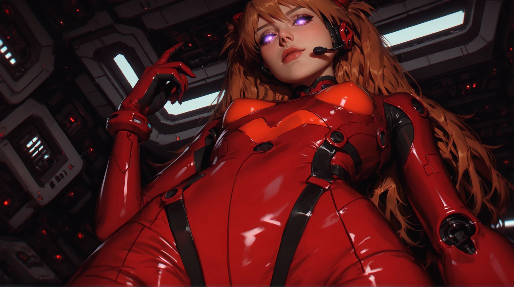 (high quality:1.2), detailed, shadows, cinematic lighting, digital art,professional illustration,
selfie,
(c3c1l14l10n android woman:1.3) wearing a sci-fi (metallic hard surface mecha suit:1.2) with ceramic shoulder pads and Kevlar elements, mechanical limbs,(hard edges:1.3),
(huge breasts:1.3) and narrow waist, tan,dark-skinned female, (red snake eyes:1.2),
cowboy shot, standing, contrapposto,
metallic hitech samurai face mask with no visor, menpo, white orange armor, shimmering hair, mecha gear,In a futuristic (mecha hangar:1.2),
(huge afro :1.2),
(medium wide shot), (dynamic perspective), creative angle, (perspective:1.3), foreshortening,
covered nipples,
niji,(hard surface modelling:1.3),
((masterpiece, best quality)), 8K, RAW, ultra high res, colorful, absurdres, natural lighting, tyndall effect, professional analog photography,tealorange,rim lights, global illumination, subsurface scattering,lens flare bloom,sharp colors, ISO3200, EF 70mm, CINESTILL, (sony alpha:1.3),
sharp focus, (depth of field, bokeh:1.3), extremely detailed, colorgraded,volumetric light, sense of depth,(by J.J. Abrams :1.2),dust floating in the air, light rays,skindentation, blurry background,
shiny oily skin,detailed pores, shiny skin texture
<lora:c3c1l14l10n:0.35:1>
<lora:techpunkMask_V02:0.65>