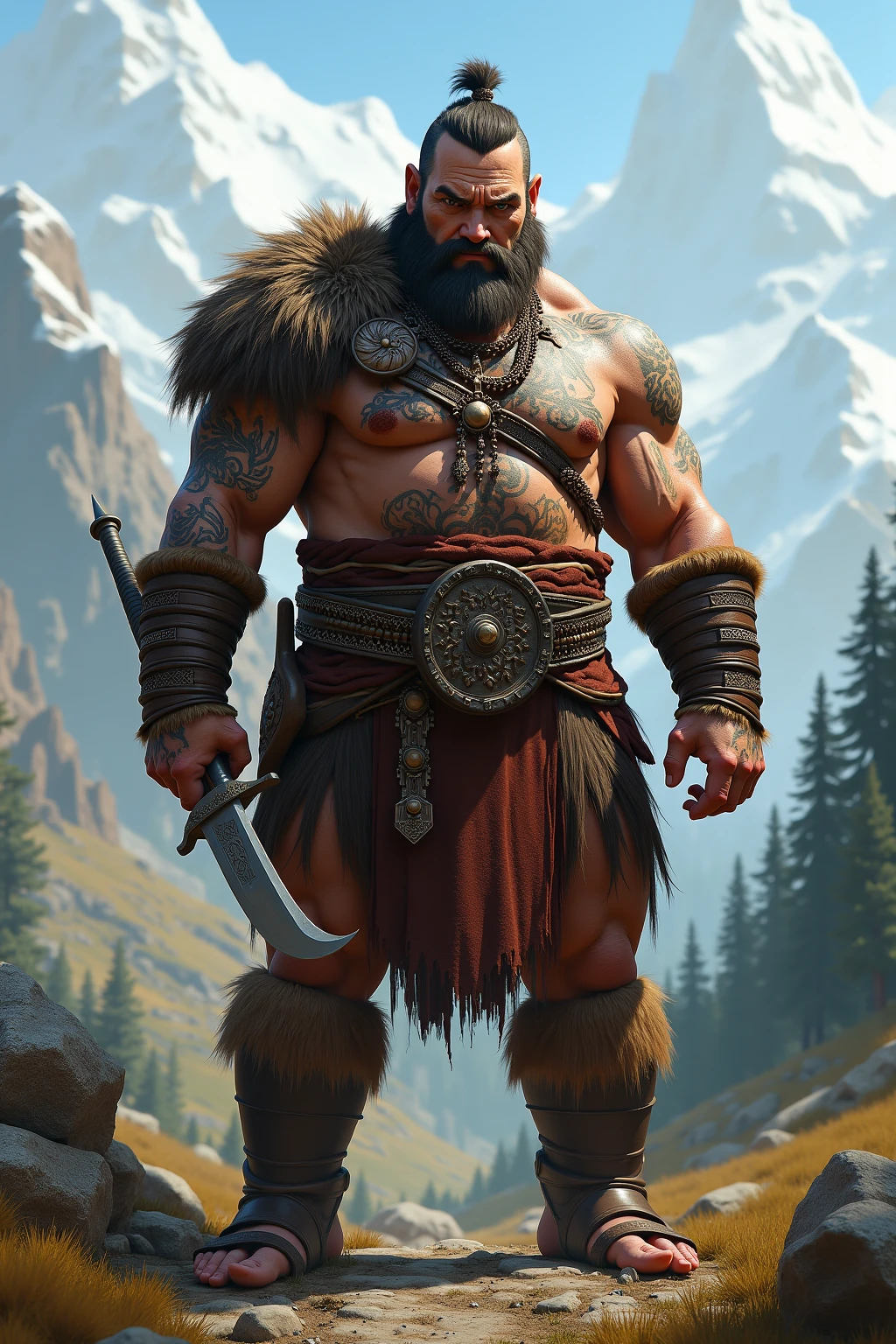 A slightly fat barbarian with a nice beard and