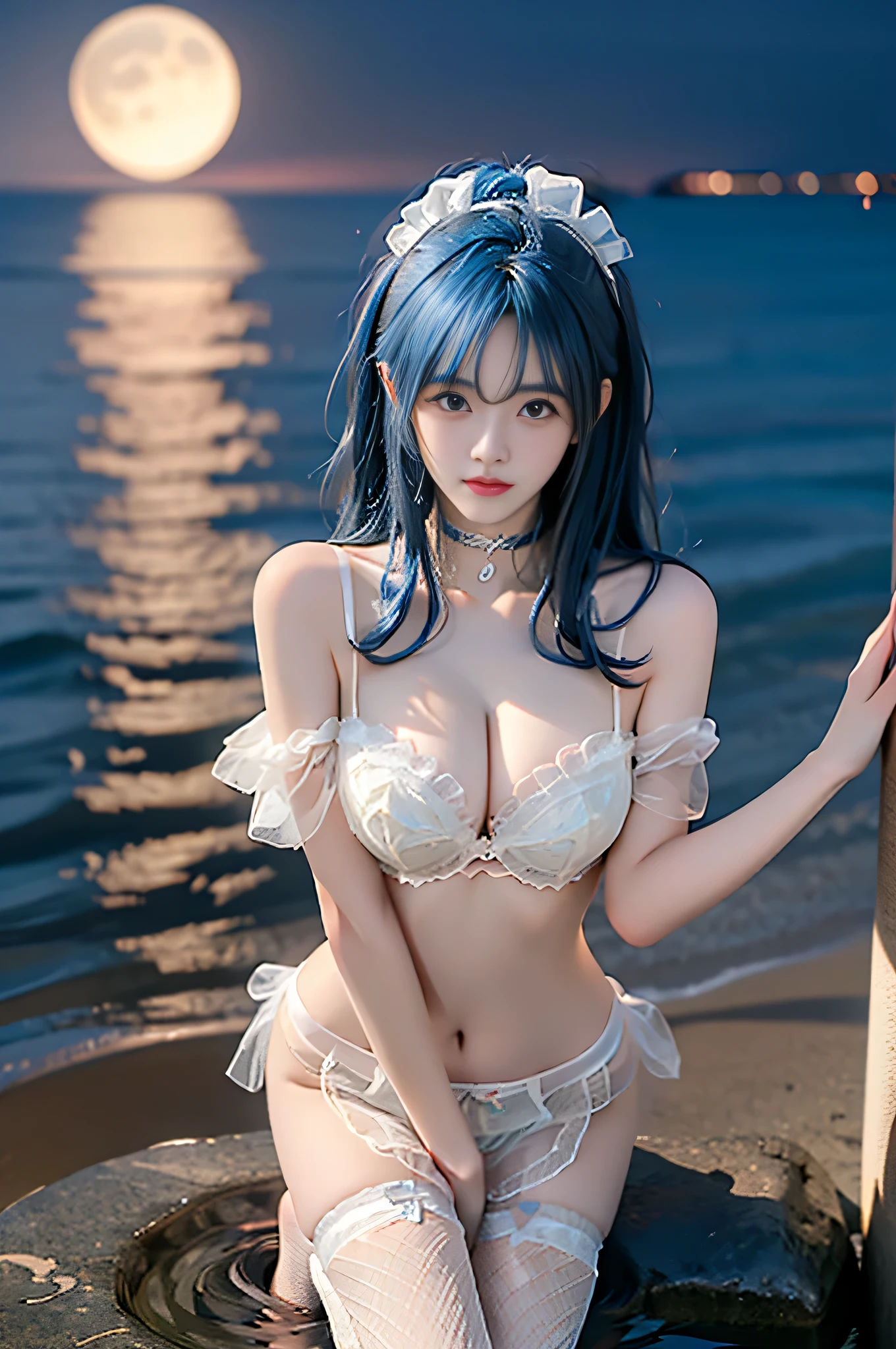 ((masterpiece)), ((best quality)), ((anime profile style)), ((HD 4k)), ((anime character)), ((body watering)), girl, female face , light skin, eyes, eyelid, pupil, sclera, iris, eyebrow, eyelashes, ear, nose, white hair wetting, neck, shoulders, long-sleeved shirt, torn open short shorts, ((panties showing)), arms, (( thick legs)), ((big thigh)), background scenery, ((raining)), viewer view, (((fish net stockings, cleavage, blue curly hair)))