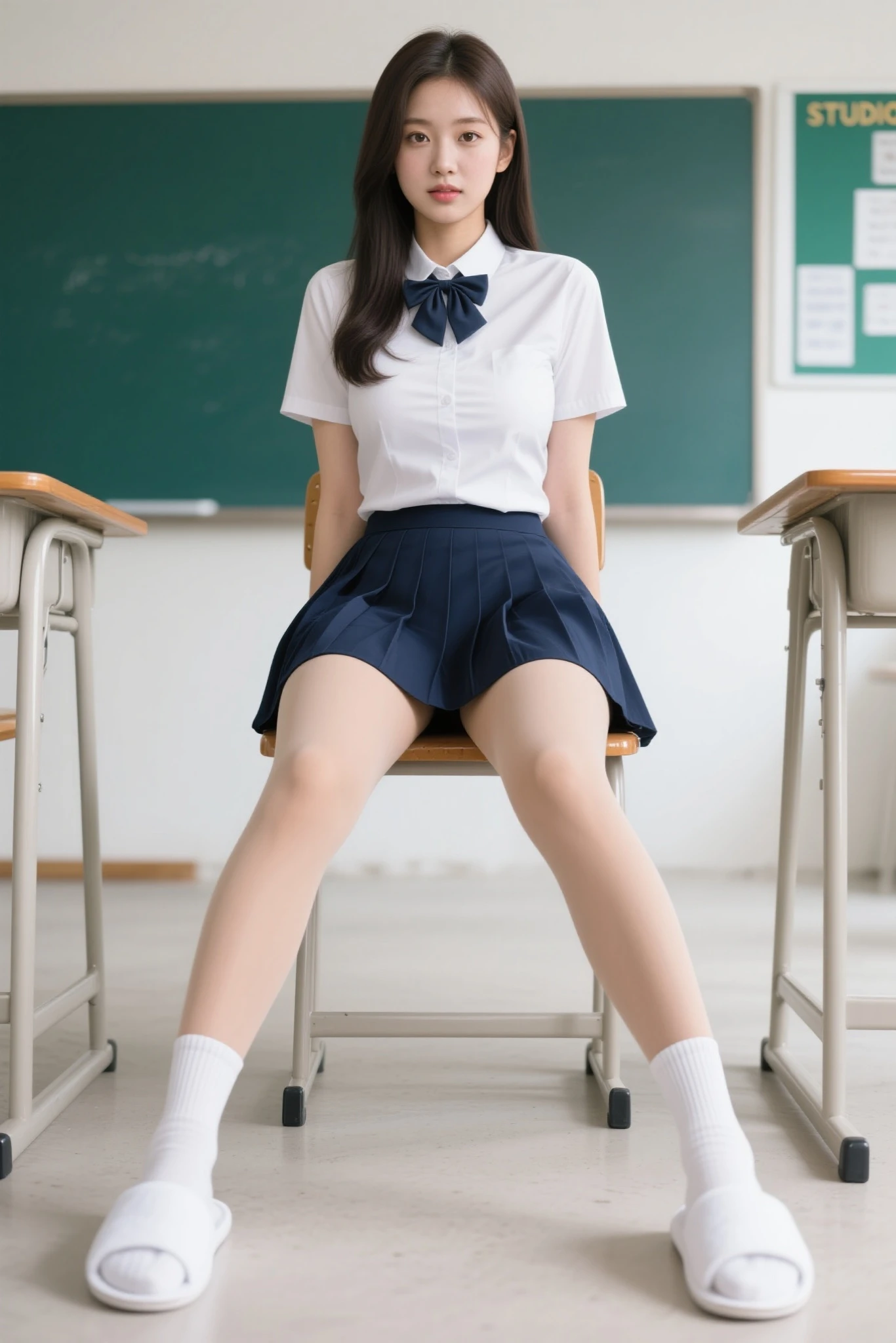 (Happy expression:1.26)、RAW Photos、(((Ultimate beauty full body photo shoot)))、((Glowing Skin))、1 girl、beautiful girl、Cute girl、Beautiful 12 year old girl from Prague、10th Generation、Primary school students、Bright expression、((Black-haired))、Shortcuts、Girl in sweatshirt、skirt、View from the floor、skirt、skirt、(Long stockings or pantyhose)、(マイクロskirt、high waist)、((Place your elbows on the desk、Sit on a chair with your legs spread:1.2))、(((she opens her legs and shows me her panties.:1.5)))、White panties、Dirty patterned panties、Floral、See-through panties、Thong、Wedgie Panties、ミニskirt、マイクロskirt、((forward leaning posture))、Counterpoint Shot、((Very detailedな))、(Perfectly detailed face)、(Fine hand)、(Finger details)、(Superior human structure)、Photorealistic imagery、最high quality、Very detailedな、Film Light、Intricate details、High resolution、Very detailed))、Detailed Background、8 time、Digital single-lens reflex camera、Soft Light、high quality、Film Grain、Fujifilm XT3 、Shallow depth of field、natural Soft Light、Kamimei、classroom