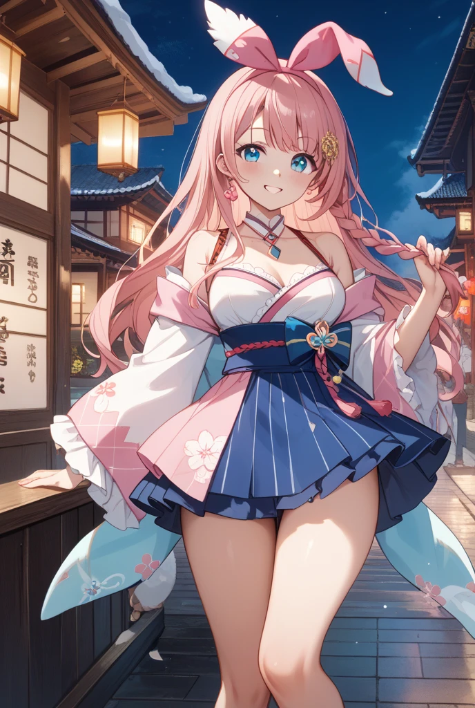 highest quality、High resolution、detailed background、beautiful and detailed face、beautiful and smooth skin、skin texture、professional lighting、Beautiful teenage girl、(huge breasts:1.2)、
Yukata with bright colors and patterns、pink or light blue cherry blossom pattern、tie hair、bun hair、
pink floral embroidered panties、No bra、sleeveless、pleasure boat、night view、firework、
しゃがみ込んだ真from belowの接写アングル、 (close-up underwear from below), from below, He looked at me with a happy expression.、sexual expression、underboob、panty shot、panty shot、camel toe、highly exposed