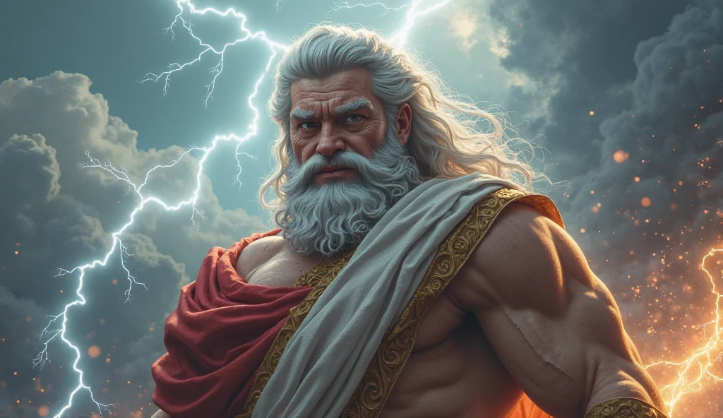 Create Zeus so that only the upper part of his body is visible 