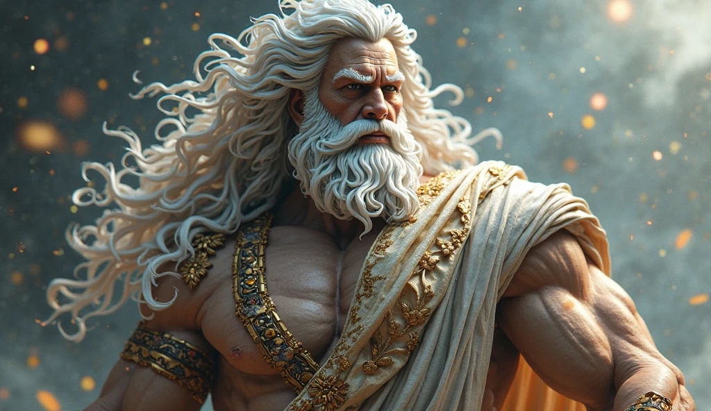 White Greek sculpture of a hairy, bearded barbarian warrior