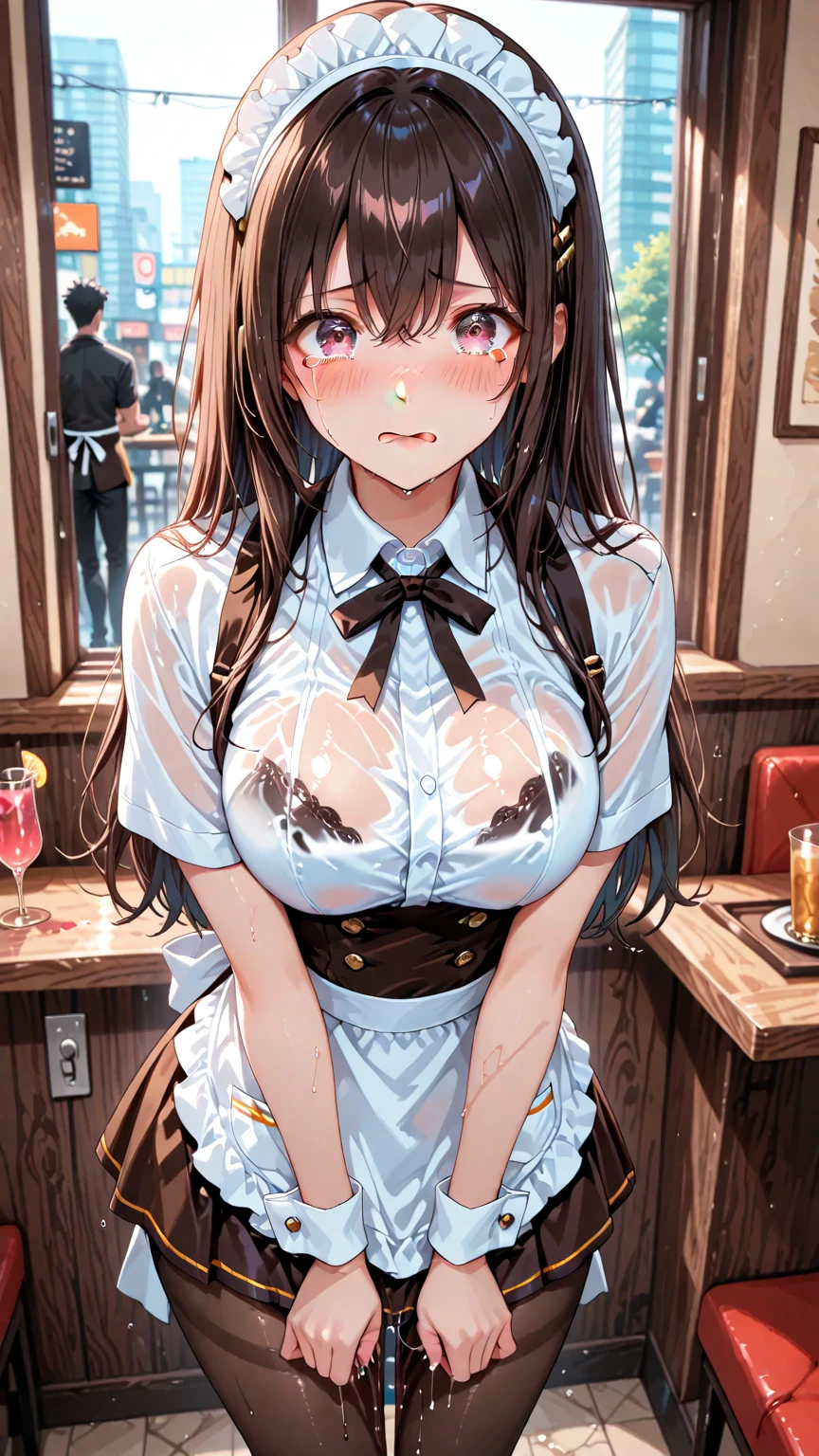 「highest quality、masterpiece、An illustration、very delicate and beautiful、very detailed、cg、8k wallpaper、wonderful、small details、masterpiece、最高の究極の芸術very detailed cg Unity 8k wallpaper」、japanese girl、(((huge breasts 1:1)))、(((Super Big 1:2)))、(((Pee)))、(((I can see your nipples)))、(((I can see your breasts)))、(((huge nipples)))、(((Piercing nipples)))、(((smile showing teeth)))、(((Ahegao1:1)))、(((black hair)))、(((long hair)))、(((white t-shirt)))、(((Denim pants)))