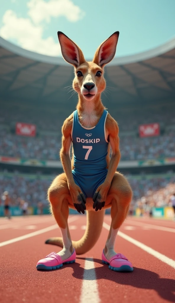there is a kangaroo that is standing on a treadie, subject : kangaroo, subject: kangaroo, spy kangaroo, pete davidson walking a kangaroo, kangaroo, in australia, australia, casually dressed, kangaroos, australian, in a gym, 🦩🪐🐞👩🏻🦳, shutterstock, working out, portrait shot, aussie, chasing a kangaroo