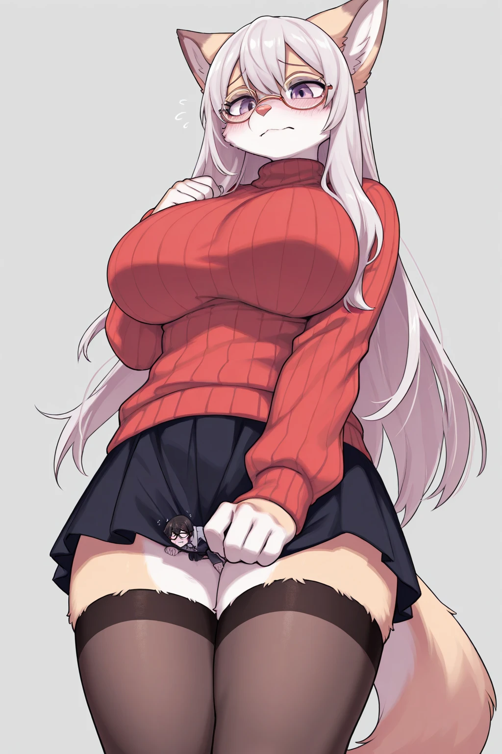 highest quality, Super detailed, masterpiece, Ultra-high resolution, 8k, Ridiculous, Cowboy Shooting, Focus on the girl, Embarrassing, blush, Lovely, Close one eye, With tears in her eyes and her mouth open, drooling, (arms behind head), (wariza),Classroom Background, 1other, neferpitou, hunter x hunter, [1girl, morrigan aensland, vampire \(game\)], large breasts, sagging breasts,(huge nipples), Black knee socks,Thighs,Waistline, (high angle shot)