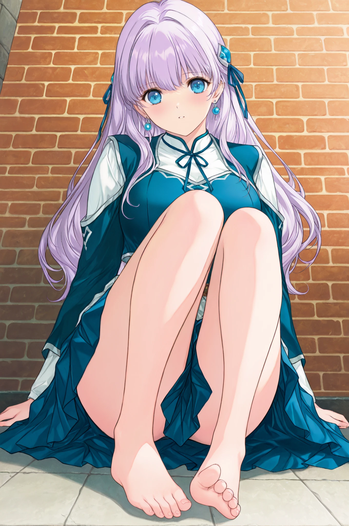 Raise your heels, sit up and show your buttocks from the front, hold your knees, white panties, American jacket, long hair, Realistic, photographic, cute,