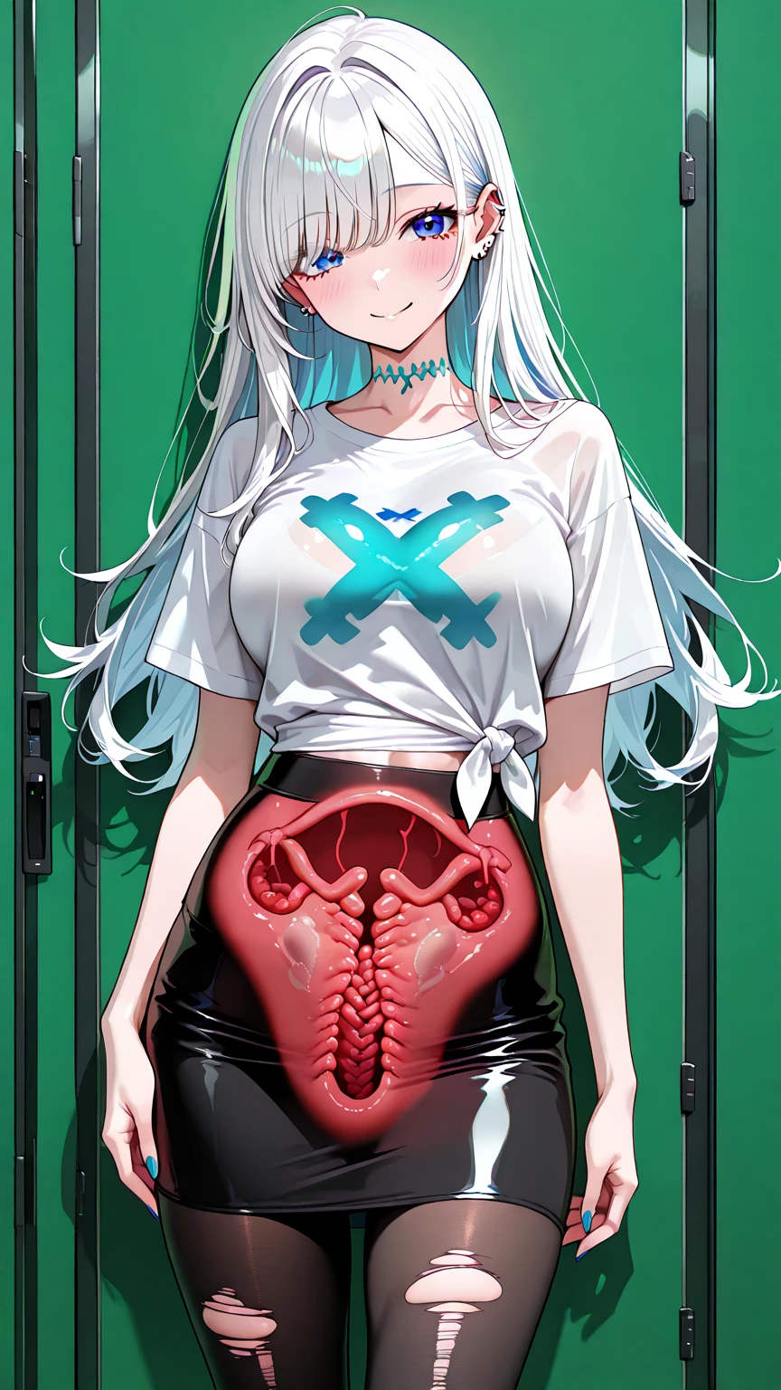 ((lize helesta,long hair,))(nsfw,),((solo girl)),((Perfect body,))((Super beautiful,))((High quality,))((Heavy breathing,sweat, Sweaty and wet all over,blush)),small breast, Looking at Viewer,(cowboy shot),half open eyes,(from below,),squatting and straddling,(Show off your crotch by opening your crotch in a crouching posture,)((Uterus, cross-sectional view of vagina,)) vaginal ,cum dropping pussy,Sporty wear,stroking my belly,