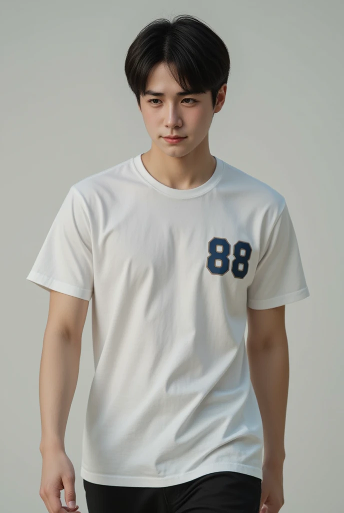 (As a matter of fact, Masterpiece, 8k HD, good light quality, sportswear, fit the face, complicated details), Handsome Korean young man, 20 years old, be happy, smile brightly, detailed face, delicate eyes, มองดูsky, Wear casual clothes, period, black eyes, Black hair color, ผมsmooth, smooth, outdoor sports, By the sea, Sunny,sky，Surreal，Awesome details，Highest quality，real，