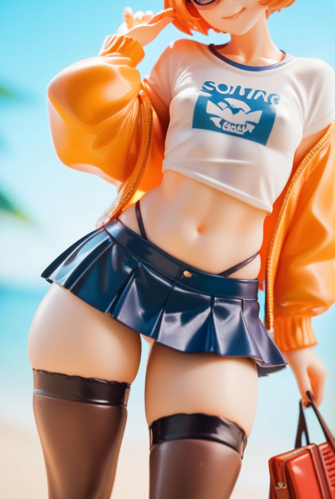 Mini short jeans skirt, grey seamless cami top with shoulder straps, size small, medium breasts, Erect nipples, exposed belly bottom, Scrawny:1.7, cleavage, Exposed Thigh, big breasts, ball breasts, ankle, Spread legs, pussy shot, get blush, figure pedestal, Semen overflowing from the vagina,