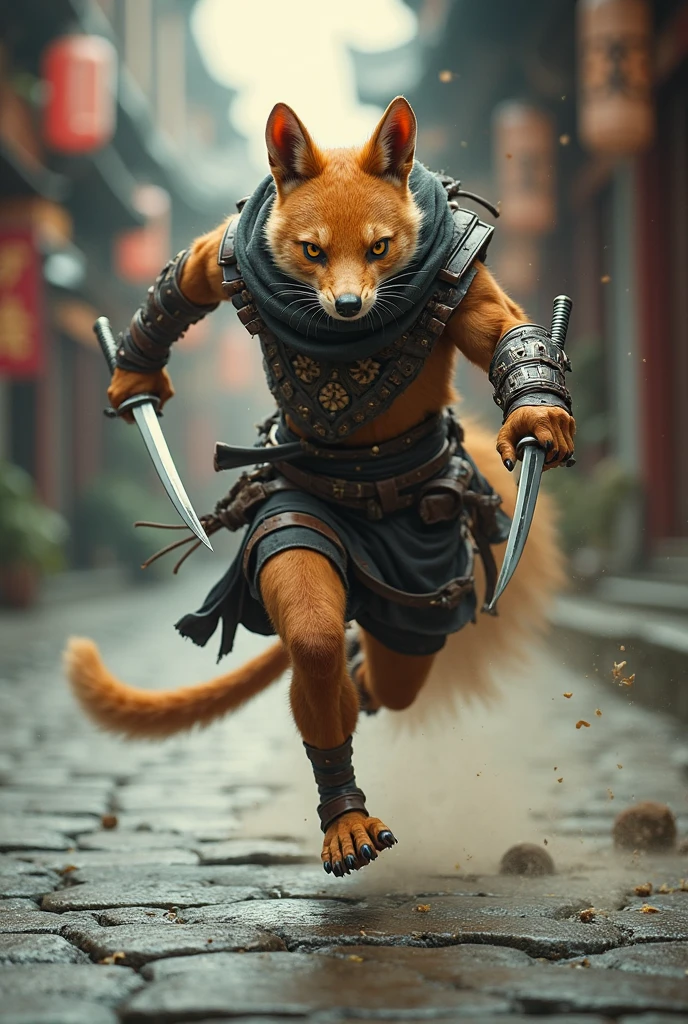 DnD Character, Khajiit with cat-like features, 180cm tall, 80kg weight, athletic body, short black hair, golden fur, pointy ears, small snout, amber eyes, monge, similar to wukong, fight with a red and black stick