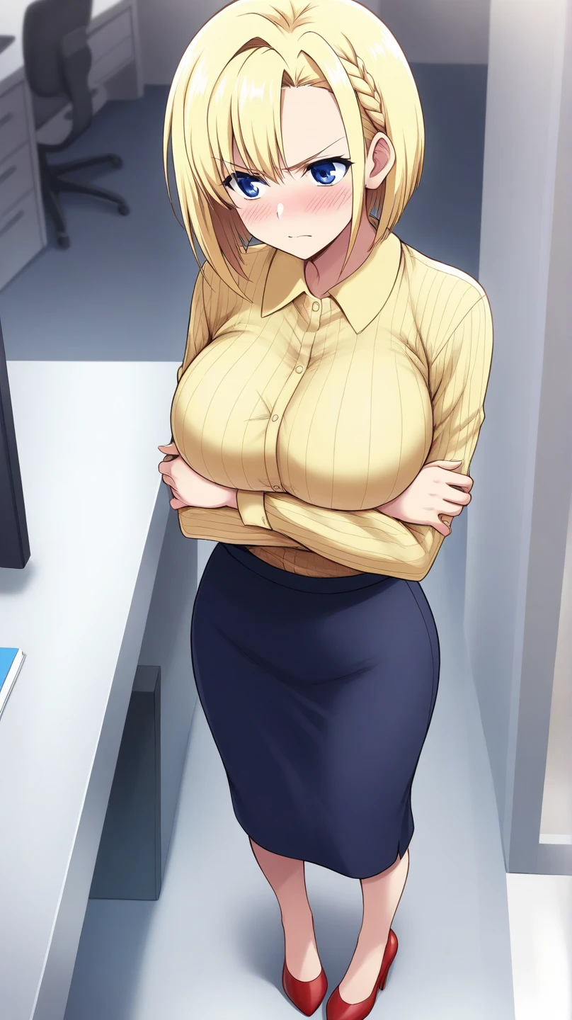 A mature woman,Smile, indoors, Large Breasts, full-body shot, Super Resolution, bloom, Very detailed, Perfect texture, high quality, Sexy, 8K, masterpiece，shirt，Open mouth drooling，Blushed