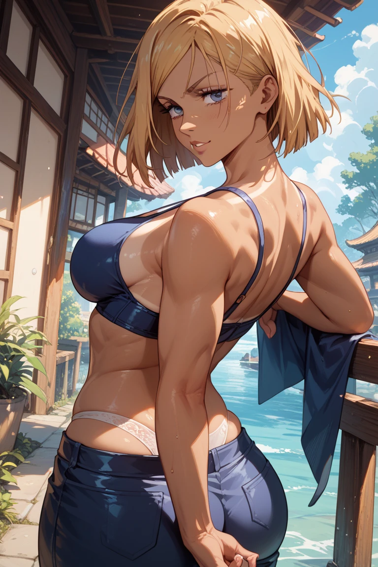 ((La mejor calidad)), ((Masutepiece)), ((detalles muy intrincados)),Beautiful, alta calidad, high resolusion, absurdos, light difussion, Detalles intrincados, Detalles intrincados, ((anime)), (anime:1.2) , (Cara perfecta:1.3), ojo extremadamente detallado, De color, highest details, colores vibrantes, alto contraste, (8k UHD:1.2), (fotorrealista:1.2),(Masutepiece:1.4), (La mejor calidad:1.4), realista,senos medianos. His truly remarkable physique.., featuring bulging muscles that ripple with power. His arms are adorned with immense sculpted biceps and triceps..., Cada fibra muscular definida、Intencional. Sus abdominales cincelados de seis paquetes son、Proudly shows dedication to physical strength, a testament to the hours spent honing her body to perfection. Clad in workout attire that accentuates her muscular form, Ella emana un aire de confianza y dominio. Gotas de sudor caen en cascada por su piel brillante, evidence of the intense physical exertion she undertakes. El gimnasio sirve como su dominio, Pushing the body to its limits、A sacred space that transcends the limits of what seems possible. pelo corto, beautiful colored hair, blushed ,18+ cara,cara, ,wet mouth,Arte NSFW, curva del cuerpo, lleno , ((cuerpo completo)), cuerpo completo, random position, random pose position, random position, Camisa de belleza, (parte superior del cuerpo_cuerpo),(grande_cuerpo:1.5), cuerpo perfecto, pose, chica traviesa, (tacto:1),Tatto in the stomach, ((1chica en:1)), cuerpo completo, dark skin, Humano, ((lleno_cuerpo)),((tetona:1.5)),corto_cabello,(apretado_traje),(dynamic_pose),(aleatorio_pose),((cuerpo_constructor:1.5)),(Salir_piernas:1.5)