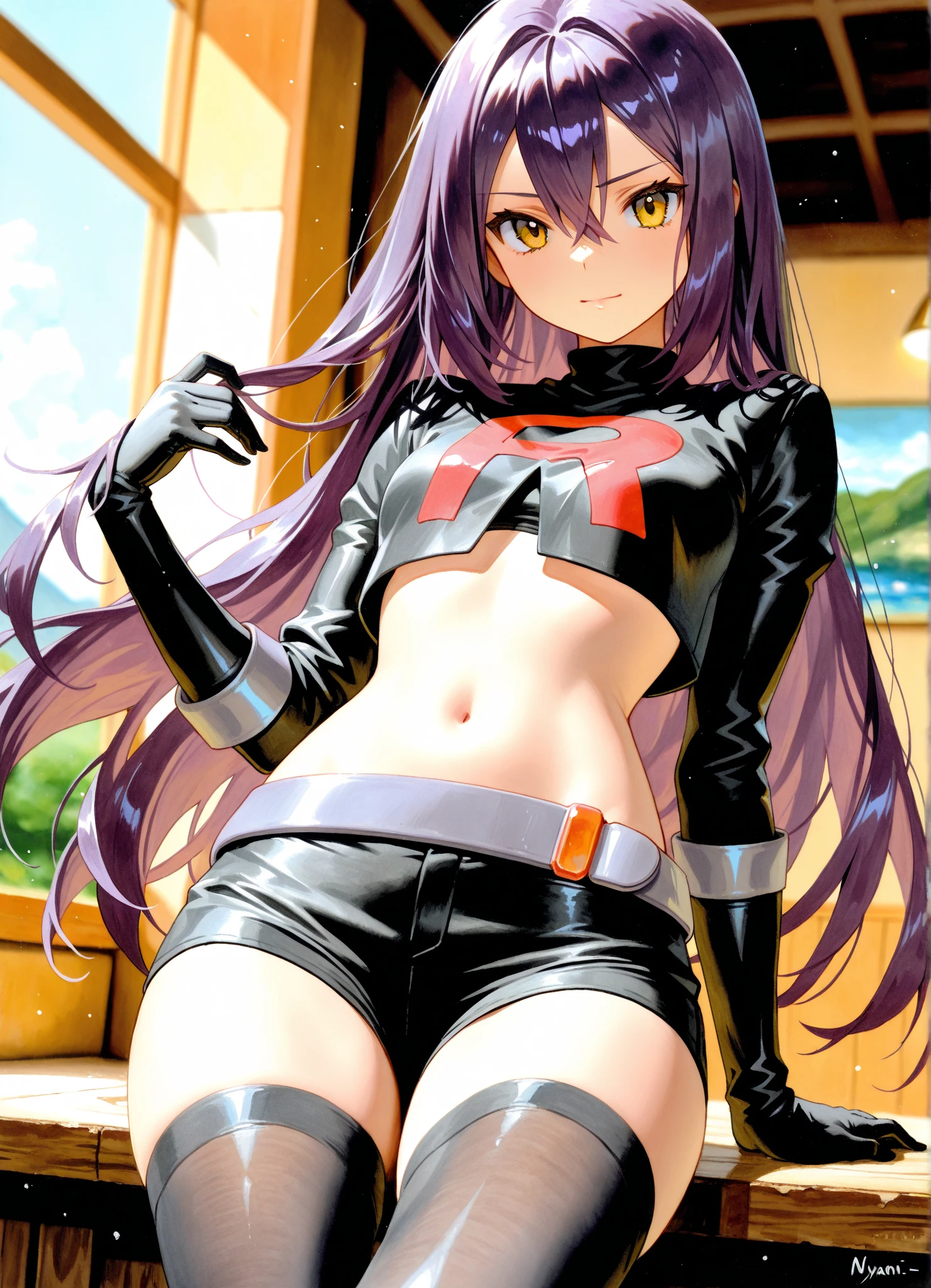 anime girl with black hair and sunglasses posing in front of a motorcycle, seductive anime girl, attractive anime girl, smooth anime cg art, anime style 4 k, extremely detailed artgerm, beautiful anime girl, anime girl, (anime girl), anime best girl, anime girl with long hair, pretty anime girl, badass anime 8 k, female action anime girl, navel piercing