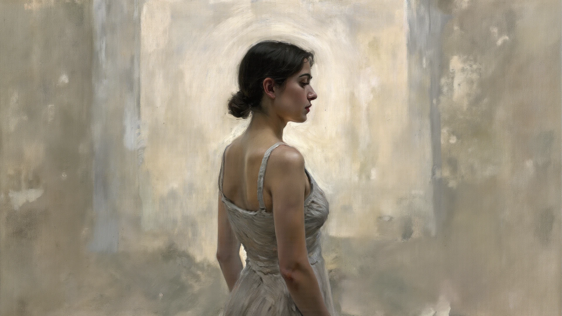 ((golden ratio}} A Highly detailed realistic oil painting of a elegant woman relaxing in wooden bath tub, with her back to viewer, her back is in full view, , {{net curtains blowing with window breeze breeze}} clay interior walls, her eyes closed, perfect arms and hands, elegant in nature, beautiful lighting on her hair, full lips, wavy hair, up-do, {{nudity}} breasts exposed and hanging out, sleepy after a long day, a sensual painting, a Beautiful expressive painting, Wadim Kashin. Ultra photo realism, Louise Ross, digital painting art, Perceptual digital painting, Stylish digital painting, Bonito painting, glossy digital painting, beautiful digital painting, digital art painting, Fine paintings, thick strokes, pallette knife, impasto, Albrecht Dürer, Rembrandt, baroque art, alla prima, sfumato, chiaroscuro, intense light, {{catchlight}}