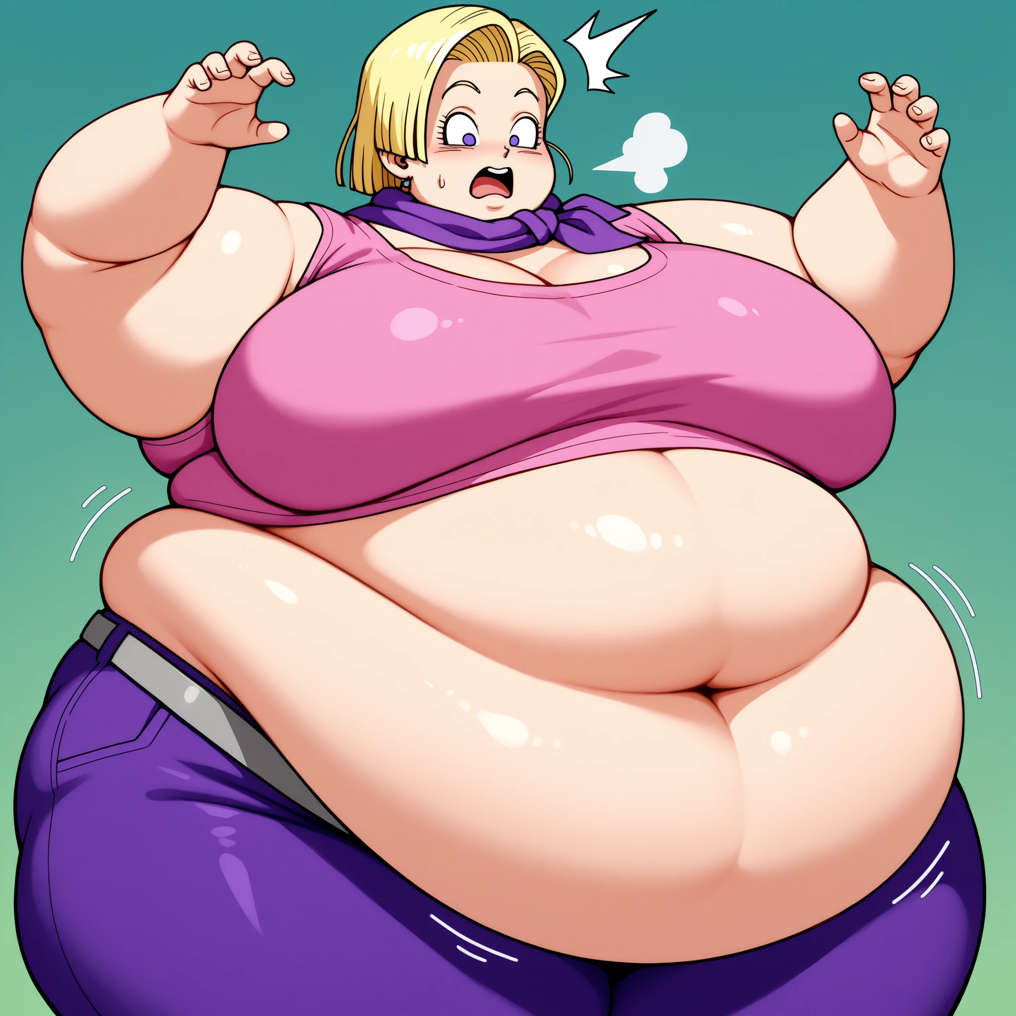 Illustration of a ((Handsome))Anime fat man with a big belly , fat man, extremely face face , (morbidly obese), ((insanely inflated hips)),(large fat thighs),(( fat butt)) , big stomach, his belly is fat and largy , background ( bedroom ), expression ( seduce, eyelids lowered, smile)((anime boy )), (((Tan skin))), ((long,white hair with pink streaks )),(( hair Styled into a Bun and braided ponytail )) , ((white half jacket,hot pink Crop top)) ((Skimpy white shorts)) , (evil aura)),((solo)) anime artstyle, anime art style, yandere((masterpiece, High aesthetic, high quality))