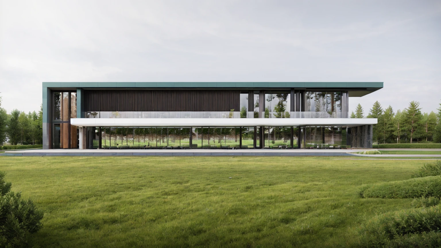 exterior architec ture, Lecorbusier style, white house , plant around the building, sky, trees, the building in forest, surrounded by green grass hills, All pictures are real, 100% real pictures, high quality, clear pictures , hyper realistic, depth of field , modern architecture, minimal architecture , futuristic architecture