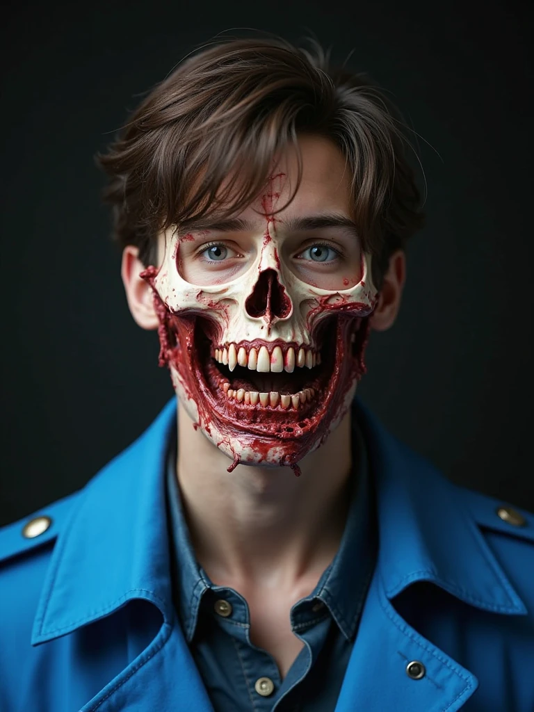 fking_scifi_v2,
portrait of (undead zombie:1.2) chris pratt,
asymmetrical face, (rotting), flesh, ????, exposed muscle, raw flesh,
dry skin, decay,
wearing ragged clothing, rags,
missing nose,
radiation burns,
head wound,
(milky eyes), (cataracts:1.1),
black blood, bloody, gory,
grime, soot, dirt,
80mm, f/1.8, dof, bokeh, depth of field