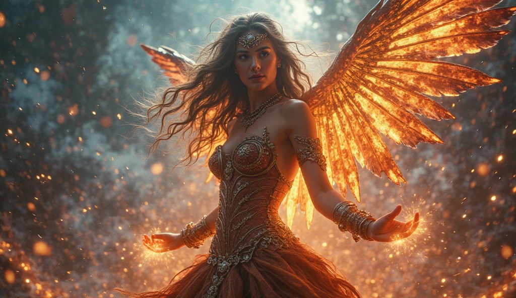 arafed woman with bustier gigantic breast in a
Tight fire corset and flame dress in front of a building, wearing an ornate outfit, ornate dress, intricate dress, elegant flame corset, ornate and elegant, extravagant dress, inspired by Hedi Xandt, ornate attire, intricate outfit, ornate royal gown, ornate clothing, ornate gown, intricate and elegant, intricate detailed dress, ornate , royal dress, detailed hand, detailed finger, Fire in the body, Fire on the dress, Fire element, Fire wings, Transparent clothing, masterpiece, best quality:1.2),,(8k,highres,RAW photo,realistic,photo-realistic:1.3),(detailed skin texture,detailed cloth texture,detailed flame texture, beautiful detailed face:1.25),professional lighting,photon mapping,beautiful soft light,radiosity,physically-based rendering,raytracing, model shoot style, model shoot style, (extremely detailed CG unity 8k wallpaper), full shot body photo of the most beautiful artwork in the world, (NSFW), (Nude), (Naked), (Nipple)