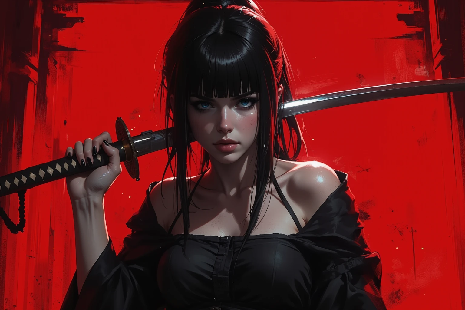 a close up of a naked woman, 1girl, beautiful detailed eyes, beautiful detailed lips, extremely detailed eyes and face, long eyelashes, disheveled hair, katana zero video game character, tifa lockhart, (best quality, 4k, 8k, highres, masterpiece:1.2), ultra-detailed, (realistic, photorealistic, photo-realistic:1.37), illustration, studio lighting, vivid colors, bokeh