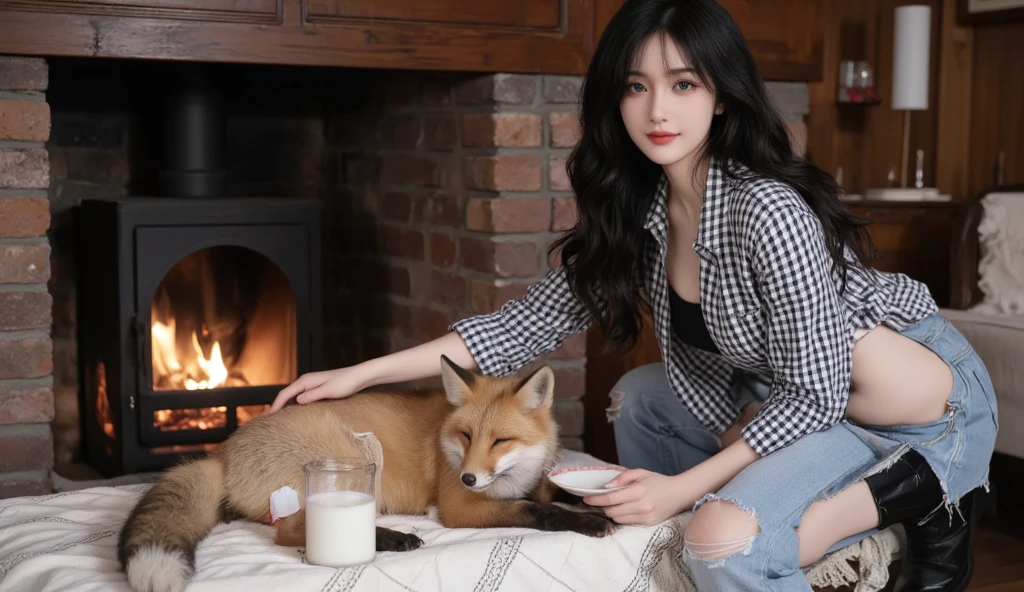 Professional high-quality photos, 4K resolution, Realistically captured a woman in fluffy white pajamas、Detail of charming girl with long ears and fox tail. She sat in an enchanted forest, Every element is perfectly presented. The texture of the pajamas, Ears and tail are pointed and distinct. Sunlight falls on leaves，Gently illuminates the girl&#39;s face, Highlight every exquisite and charming expression  