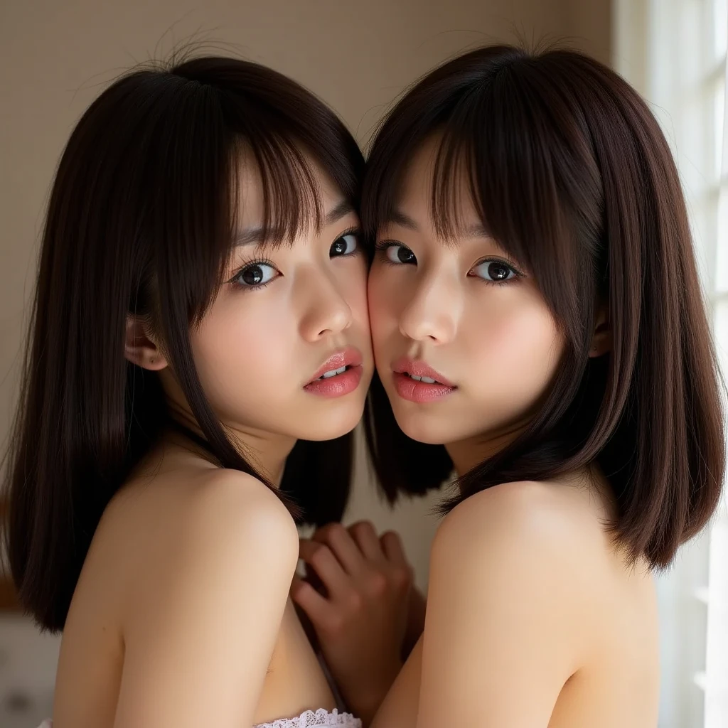 (ultra realistic),best quality, ultra high res,((((2 slim boys kissing)))), (Tongue kiss:1.2), ( french kiss:0.8),bangs,asian,indoors,detailed face,black thighhighs,yellow eyes,short hair,make up,detailed black hair,detalied eyes, detalied lips, cosplay,showing armpits,blurry window background,jewelry, (PureErosFace_V1:0.8), (ulzzang-6500:0.66) ,