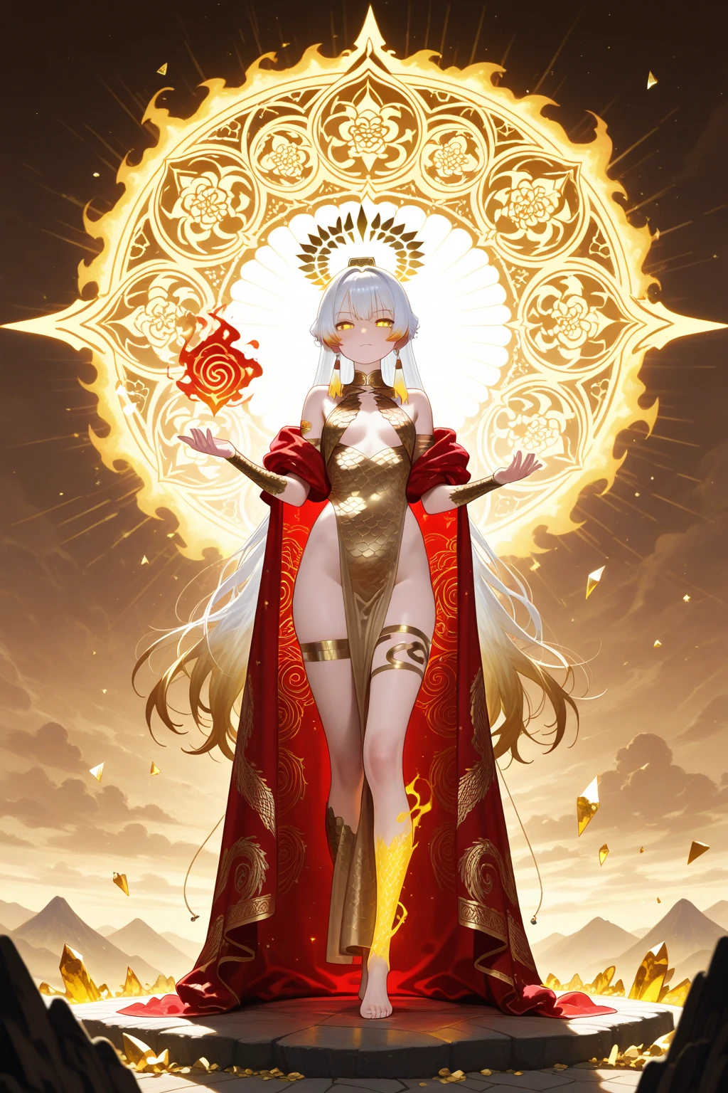 high resolution, shorth hair, Eyes red, aretes, sheen, stele, pretty, hair green, star accessories, sleepy eyes, only one girl, full body, body anatomy, perfect 5 fingers only, Two legs, red eyes, pretty face, sparkles, star, teenager body.