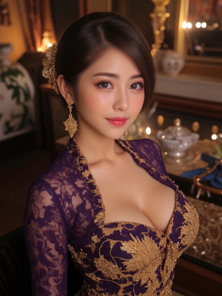 GEISHA ,CHUBBY , BBW, photo vintage, visage feminin parfait, , tache de rousseur, 1788, big huge breasts : 58H,FRONT VIEW, Rembrandt LIGHT , EXTREME LONG V-NECK, BIG CLEAVAGE, BEAUTIFUL EYES, BEAUTIFUL HANDS, LIGHT SMILES, PERFECT FACE, tres long décolleté, CASTLE BACKGROUND, , NECKLACE, RING, JEWELERY RICH, SFW, FULL BODY, COLORFUL, SEXY ROYAL LINGERIE, ROYAL BEDROOM,